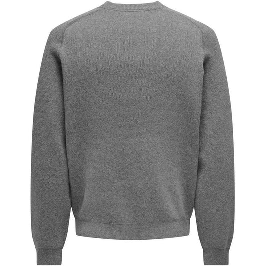 Only & Sons Sweats à capuche pour hommes - Onspin Reg 12 Solid Crew Knit - Gris