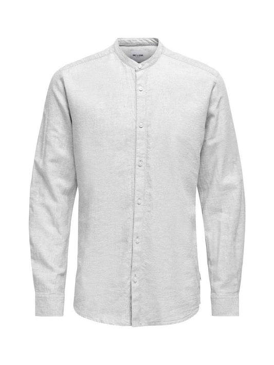 Freizeithemden für Herren Only & Sons - Onscaiden Ls Solid Linen Mao Shirt Noos - Weiß