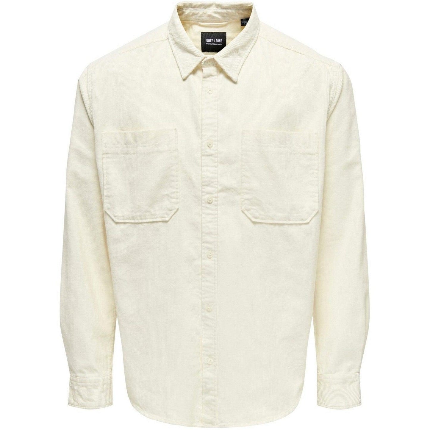 Camicie casual Uomo Only & Sons - Onsalp Rlx 2Pkt Washd Cord Ls Shirt Noos - Bianco