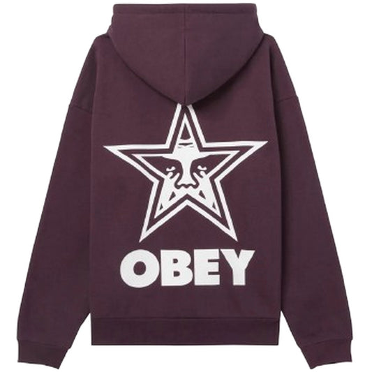Męskie bluzy z kapturem Obey – Bardzo ciężki polar z kapturem Bold Star – Fioletowy