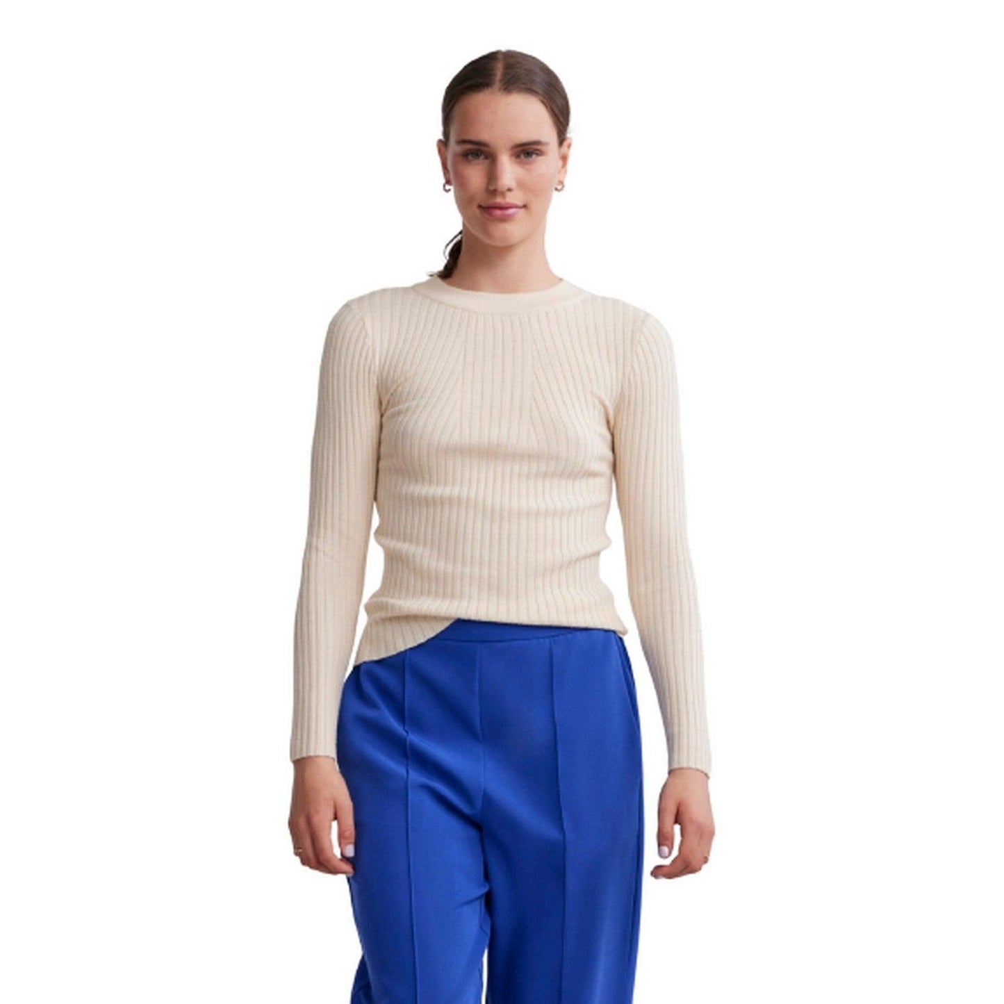 Pieces Women's Sweaters - Pccrista Ls O-Neck Knit Noos Bc - Beige