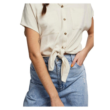Camicie Donna Pieces - Pcvinsty Ss Tie Shirt - Beige