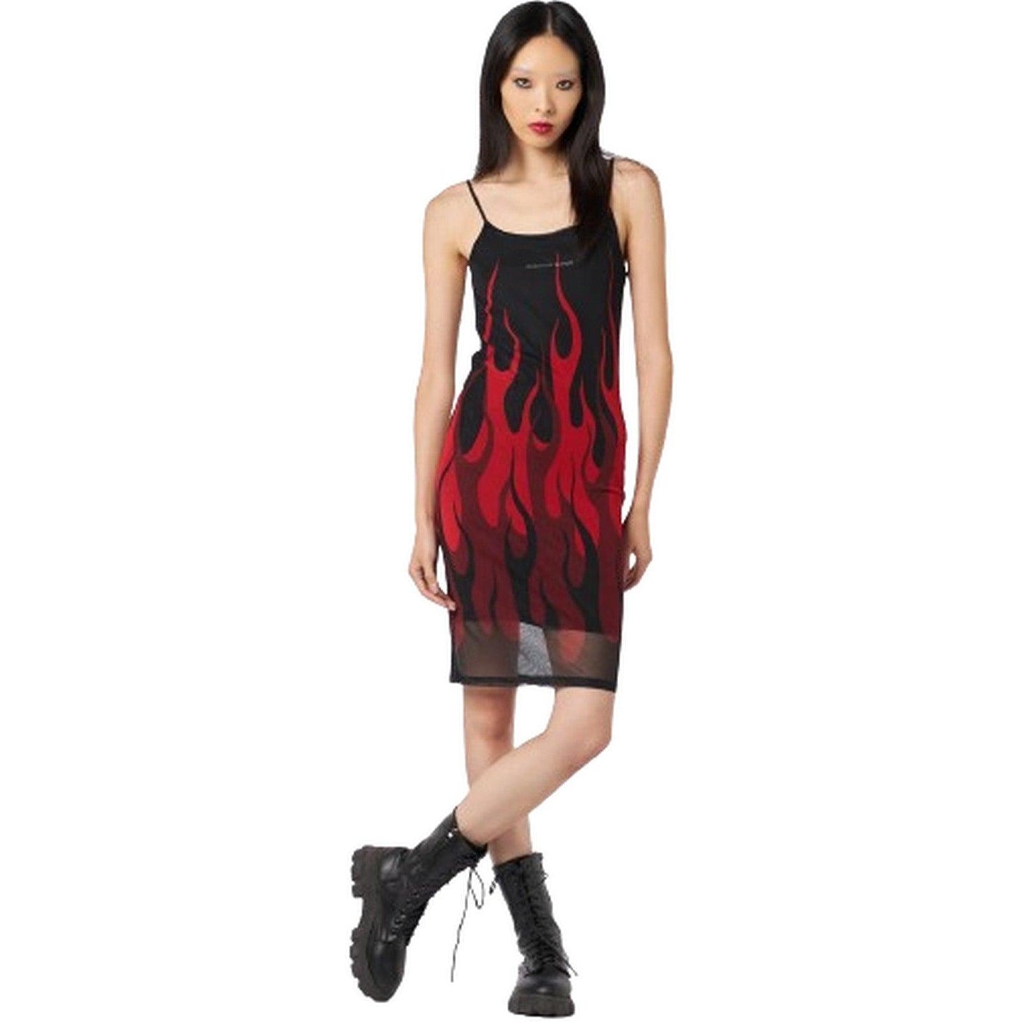 Vestiti casual Donna Vision of Super - Black Tulle Dress With Red Flames - Nero