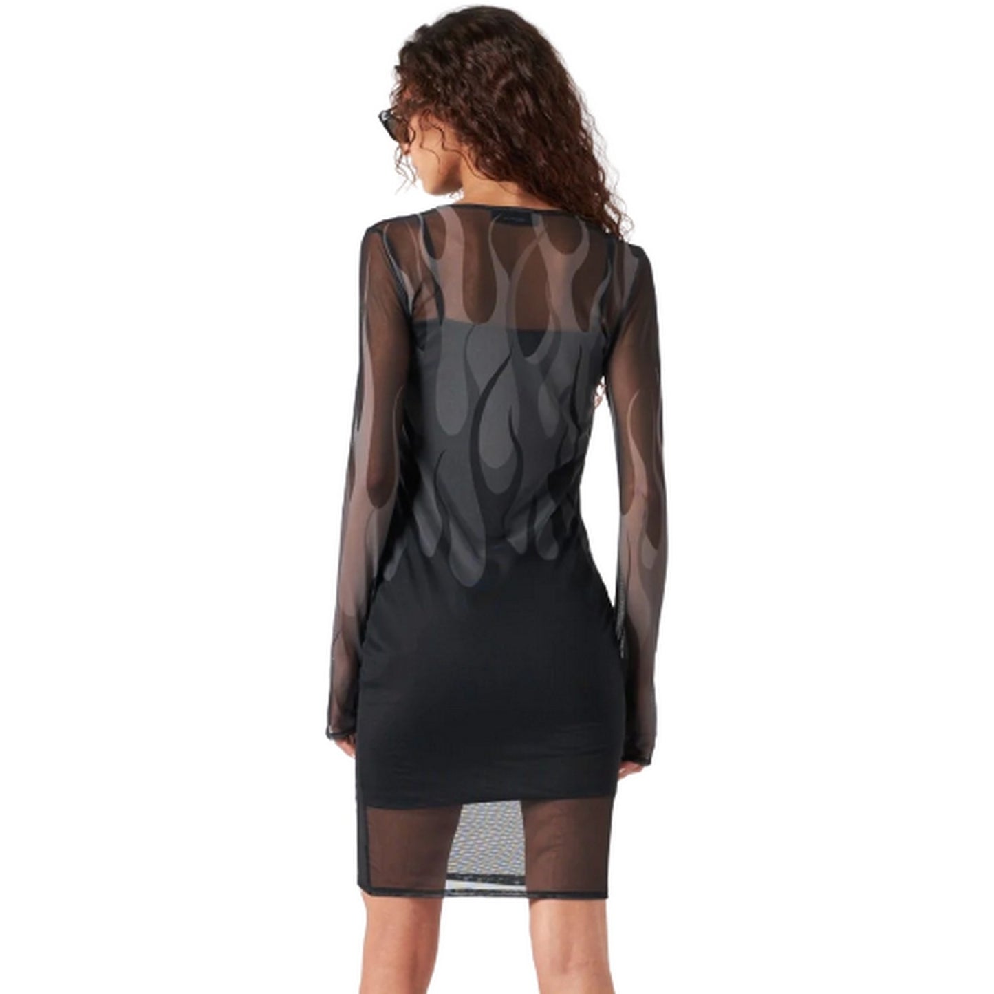 Vestiti casual Donna Vision of Super - Black Dress With Black Flames - Nero