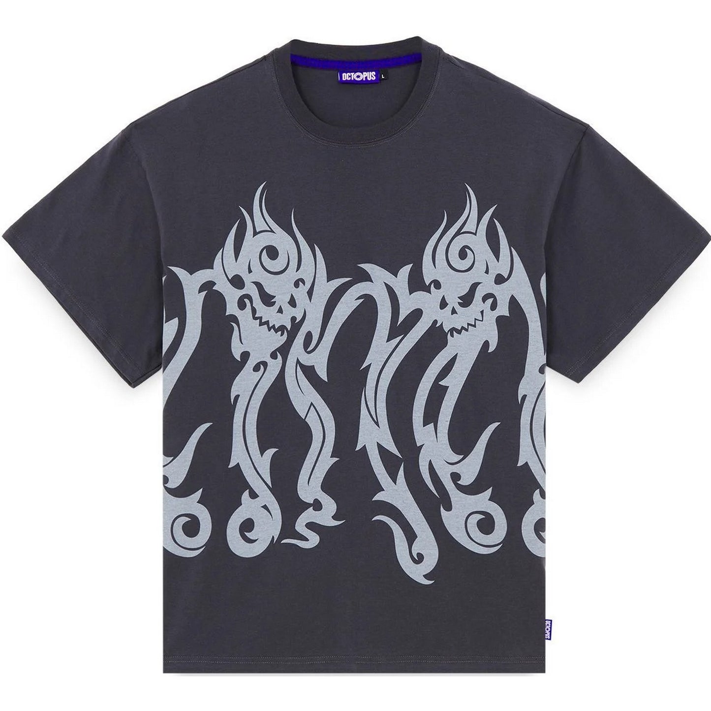 T-shirt Uomo Octopus - Octopus Tribal Skull Tee - Grigio