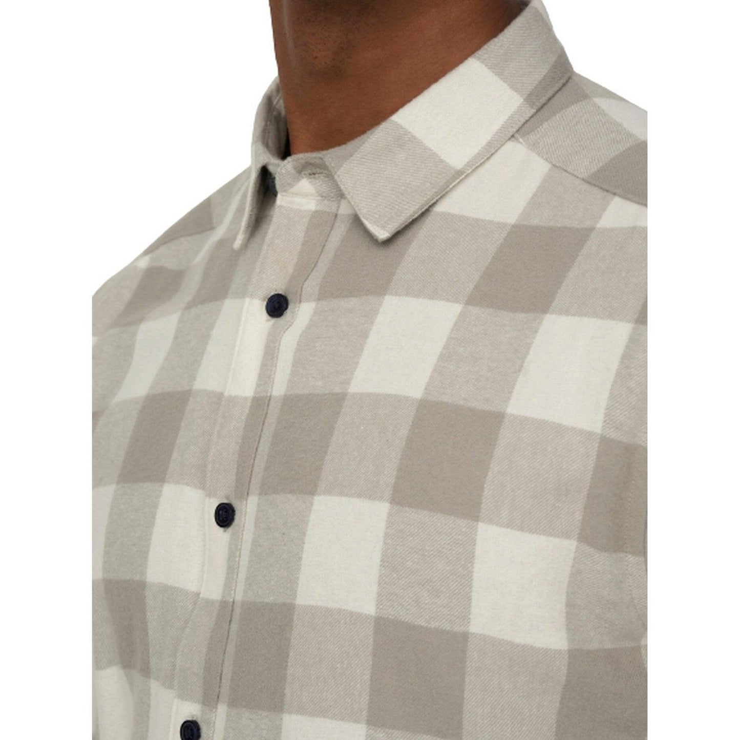 Only & Sons Freizeithemden für Herren – Gudmund Life Ls Checked Shirt Noos – Weiß