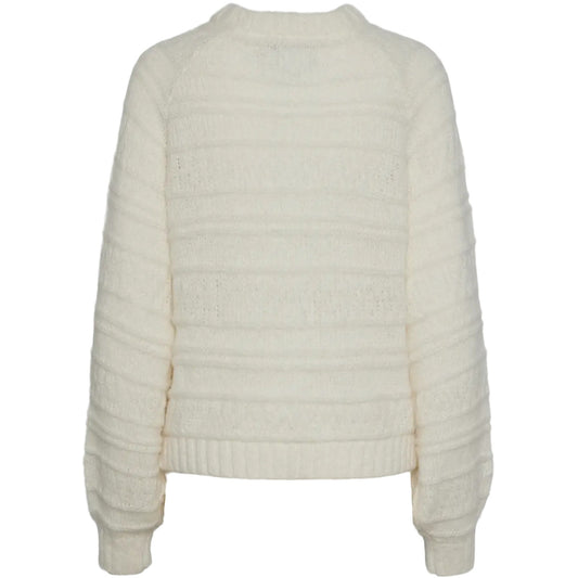 Pieces Damenpullover – Pcneo Ls Oneck Knit Bc – Weiß
