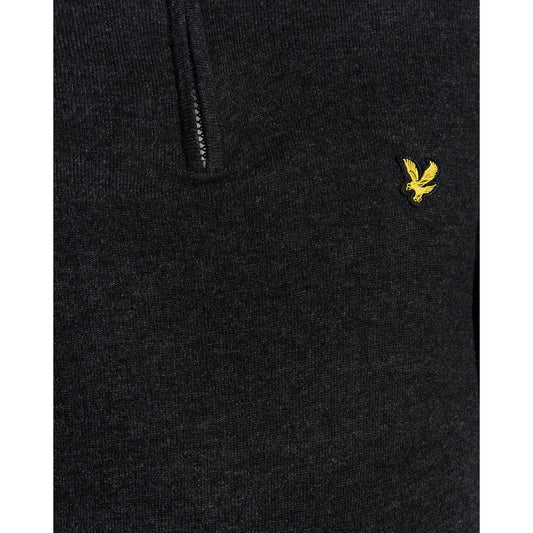 Camisas de manga larga para hombre Lyle & Scott - Mezcla de lana de cordero con cremallera de un cuarto - Negro
