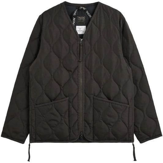 Taion Men's Jackets - Military Zip V-Neck Jacket - Brown