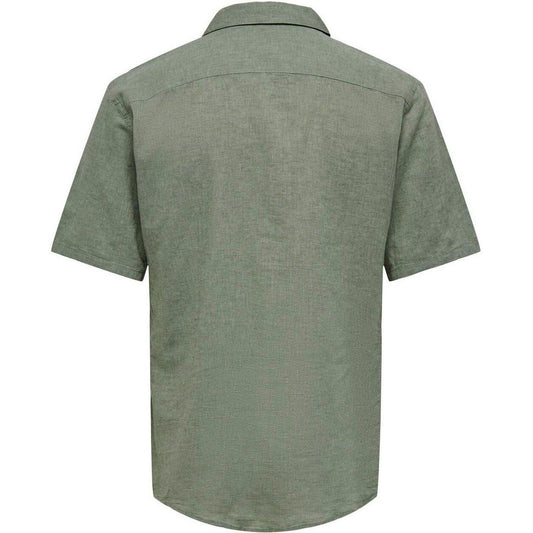 Only & Sons Freizeithemden für Herren – Onscaiden Ss Solid Resort Linen Noos – Grün