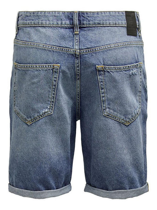 Only & Sons Herren-Shorts – Onsavi Life Loose Damage Shorts St8681 – Blau
