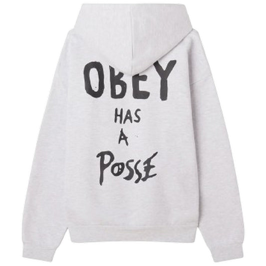 Męskie bluzy z kapturem Obey - Obey Posse Bardzo ciężki polar z kapturem - szary