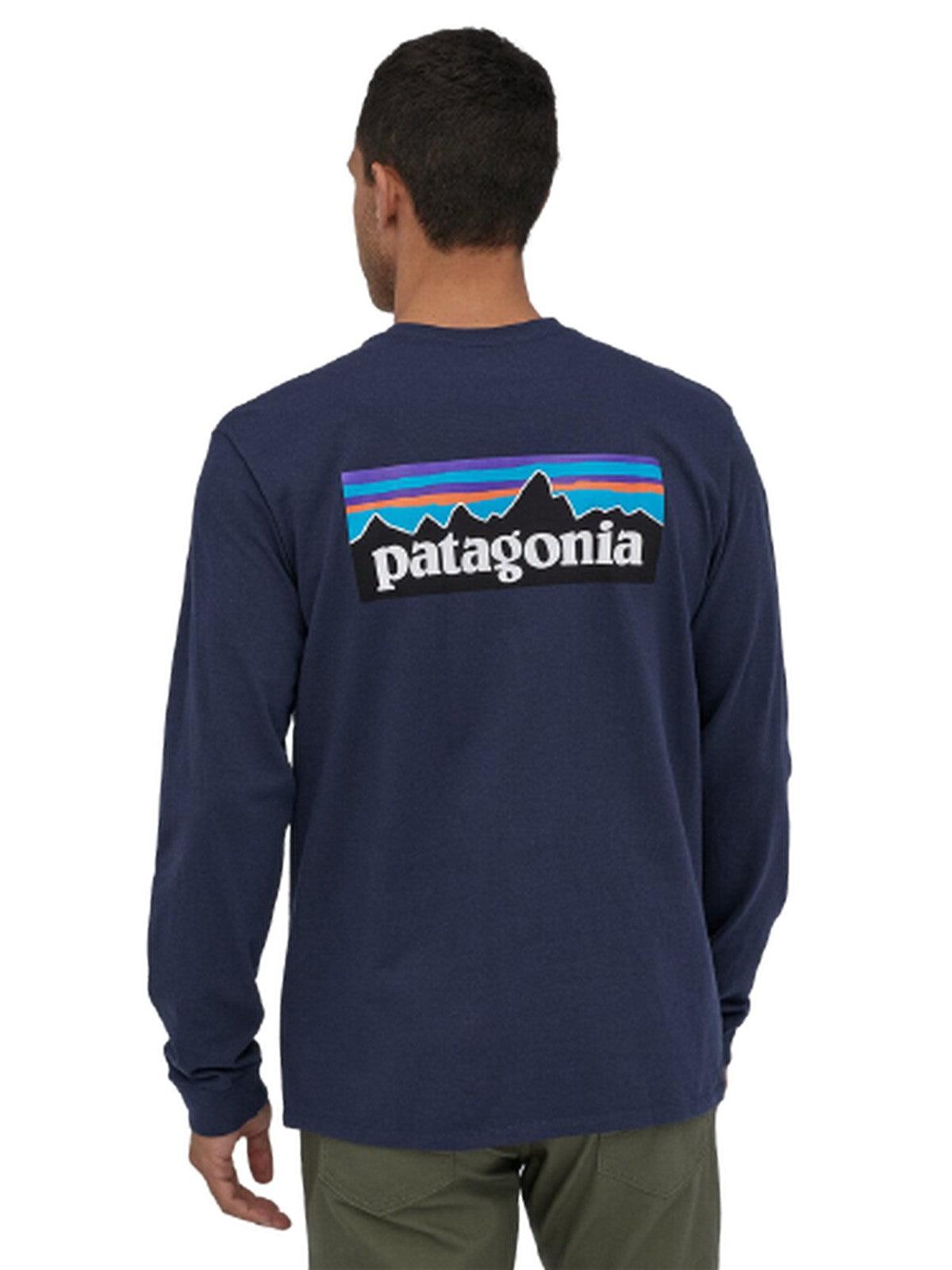 Maglie a manica lunga Uomo Patagonia - M's L/S P6 Logo ResponsibiliTee - Blu