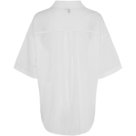 Pieces Damen-Hemden – Pcsatinka 2/4 Shirt Wvn – Weiß