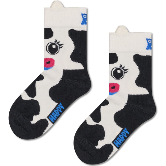 Skarpety dziecięce unisex Happy Socks - Dziecięce skarpety w krowy - Czarne