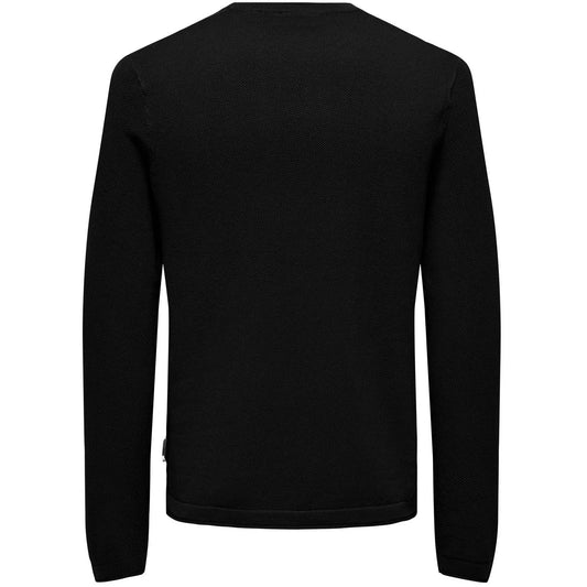 Only & Sons Herren-Langarmhemden – Onsfelix Reg 12 Crew Knit Noos – Schwarz