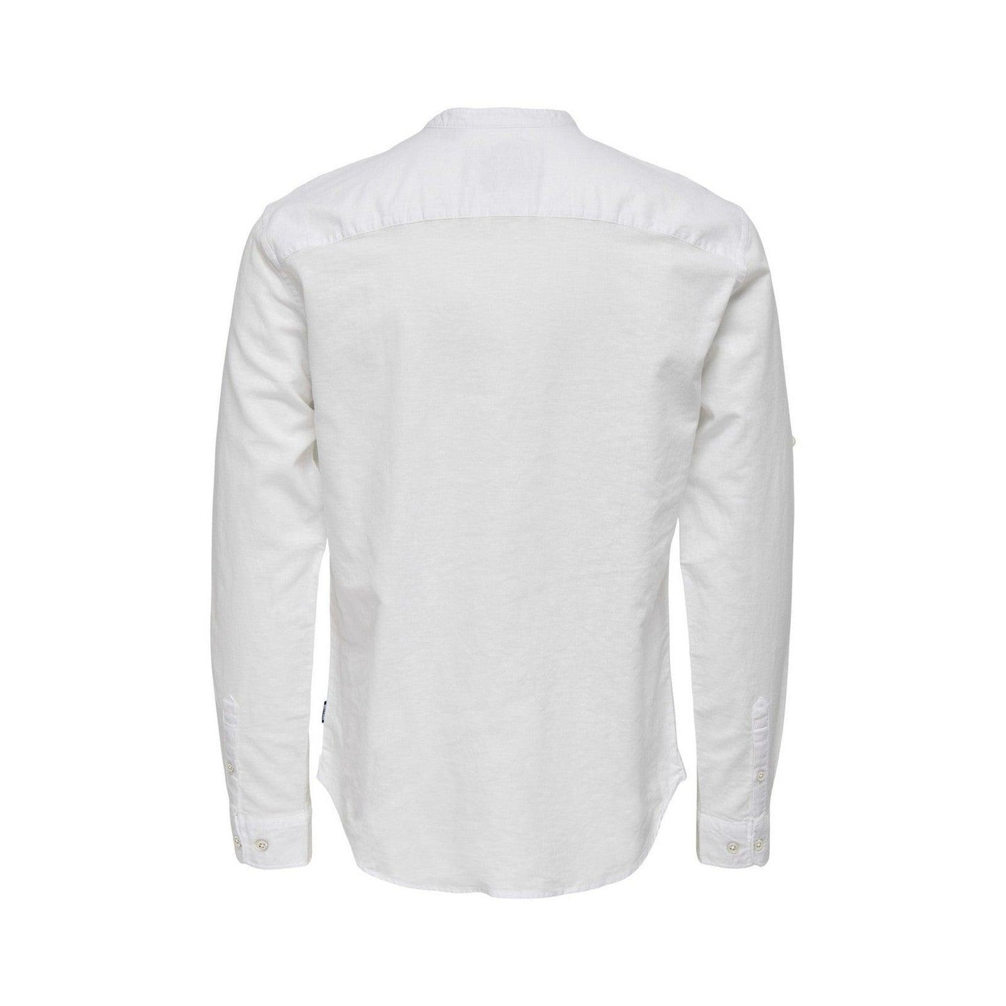 Only & Sons Freizeithemden für Herren – Onscaiden Ls Half Placket Linen Shirt – Weiß