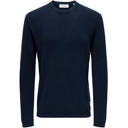 Only & Sons Herren-Langarmhemden – Onsfelix Reg 12 Crew Knit Noos – Blau