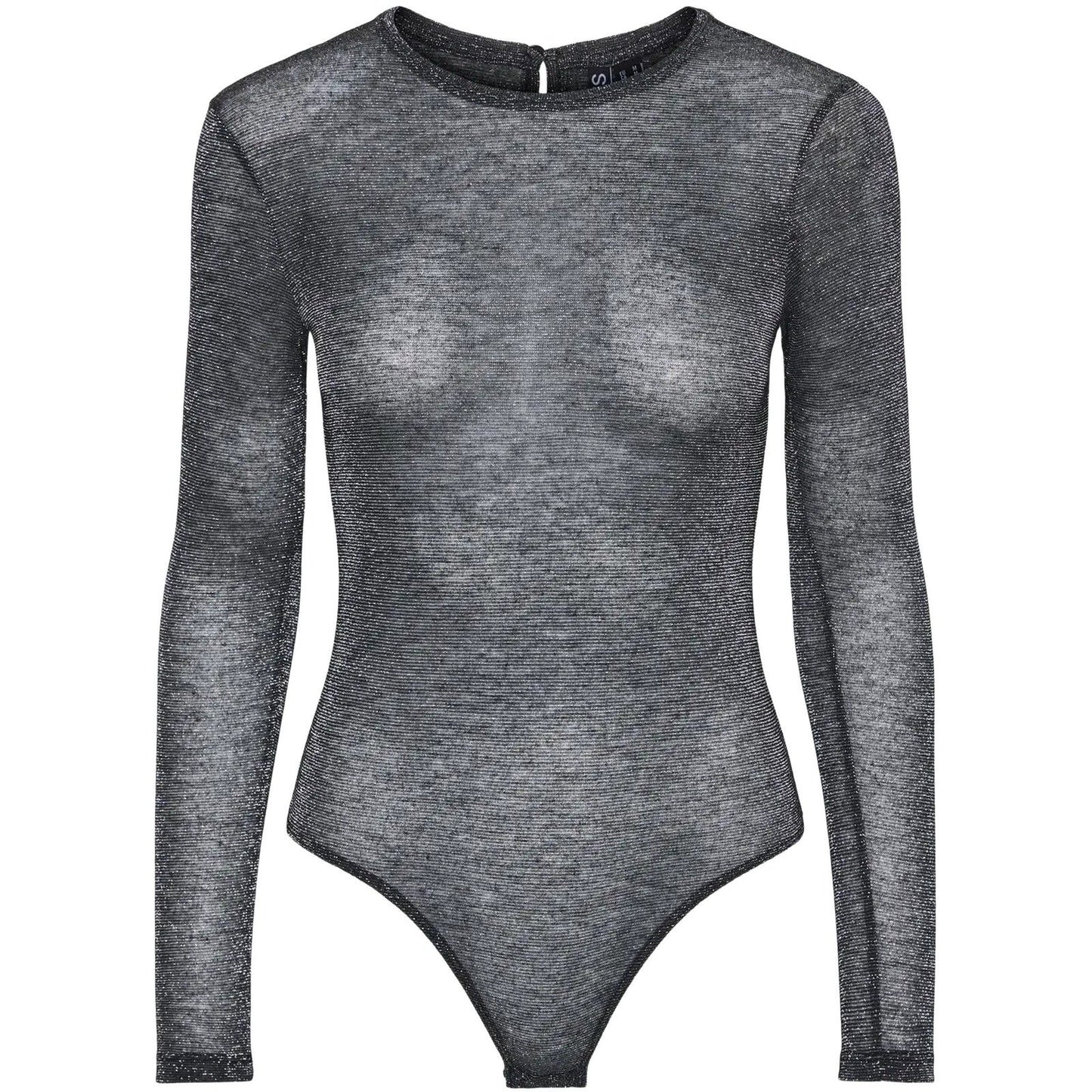 Body Damenteile - Pcrilje Ls Mesh Glitter Bodystocking - Schwarz