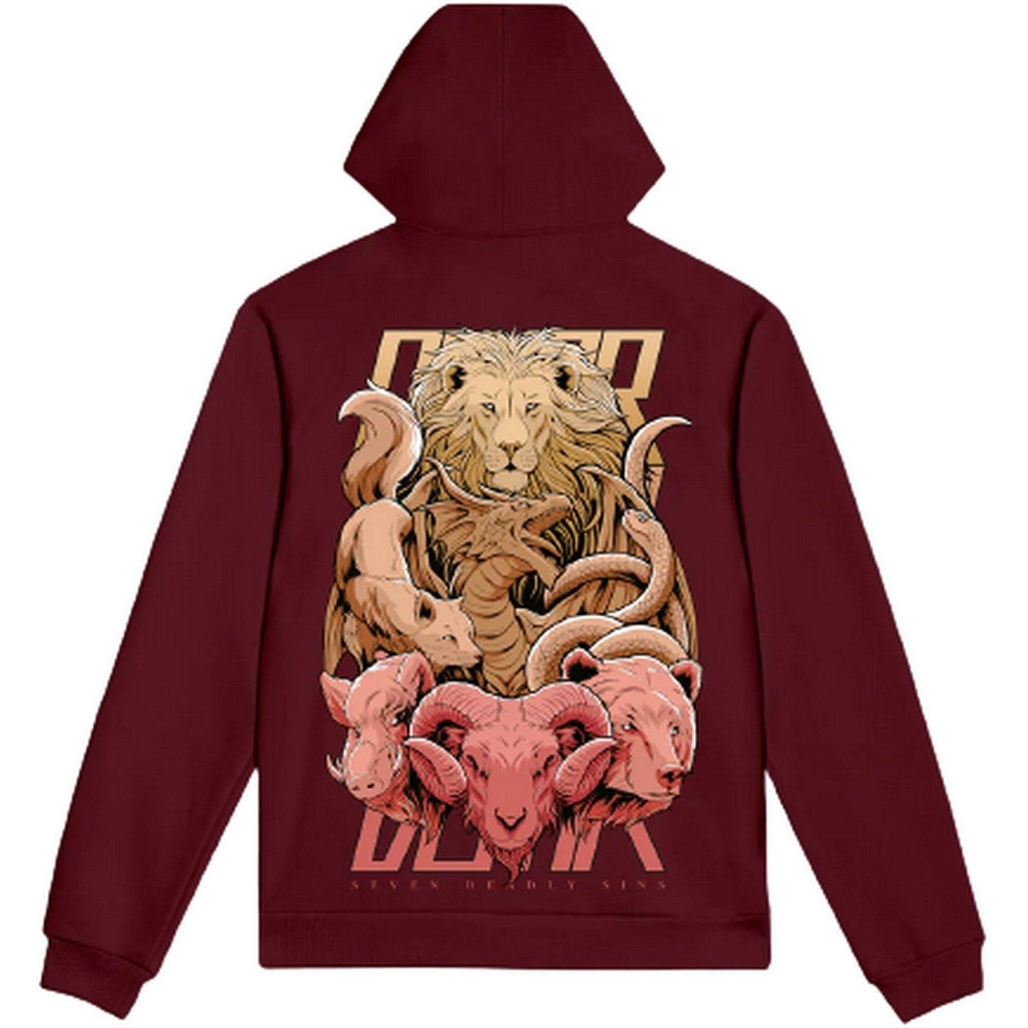 Felpe con cappuccio Uomo Dolly Noire - 7 Deadly Sins Hoodie - Bordeaux