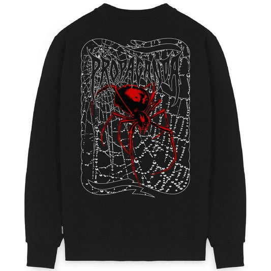 Propaganda Sweats à capuche pour hommes - Crewneck Ribs Spider - Noir