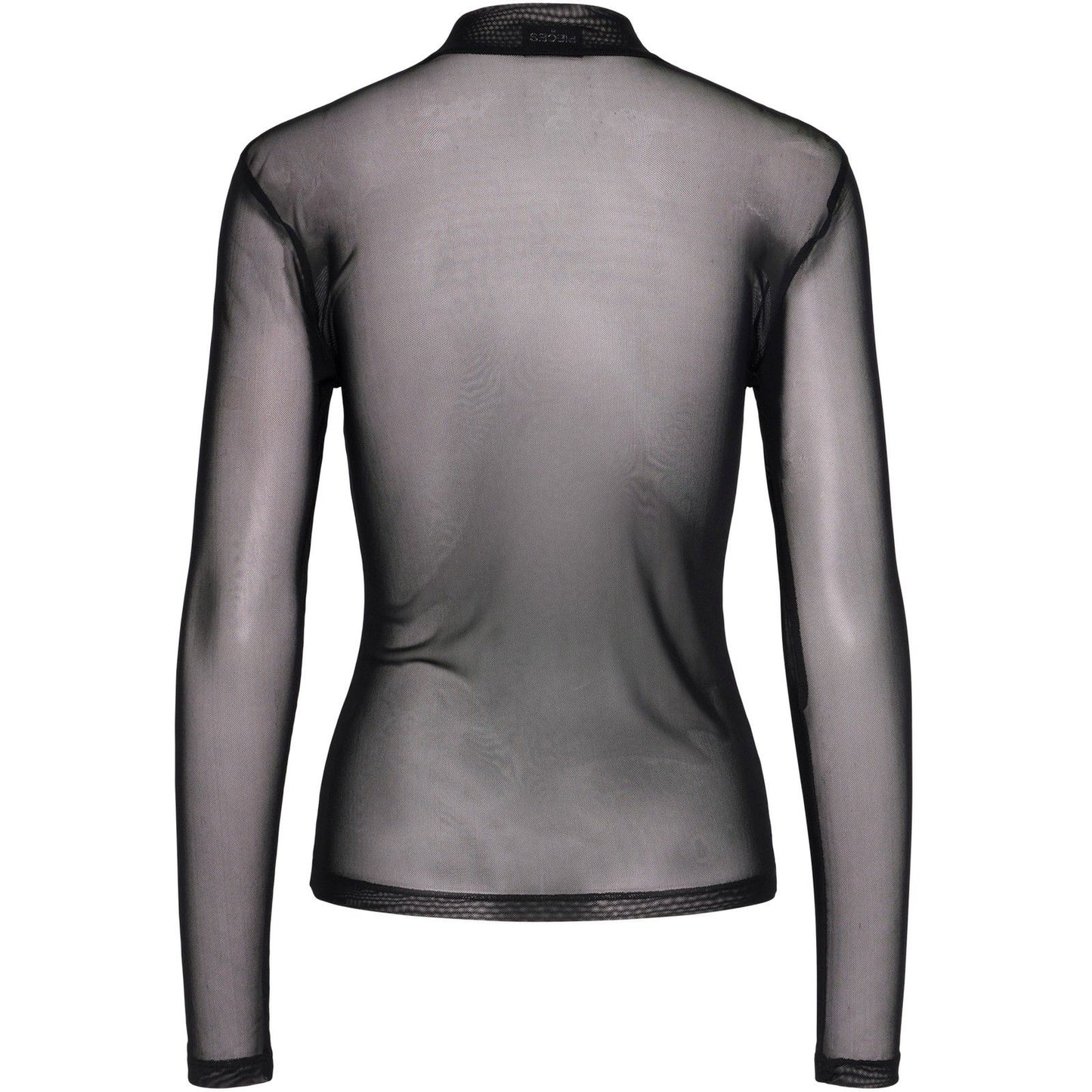 Maglie Donna Pieces - Pcninni Ls T-Neck Mesh Top Noos Bc - Nero