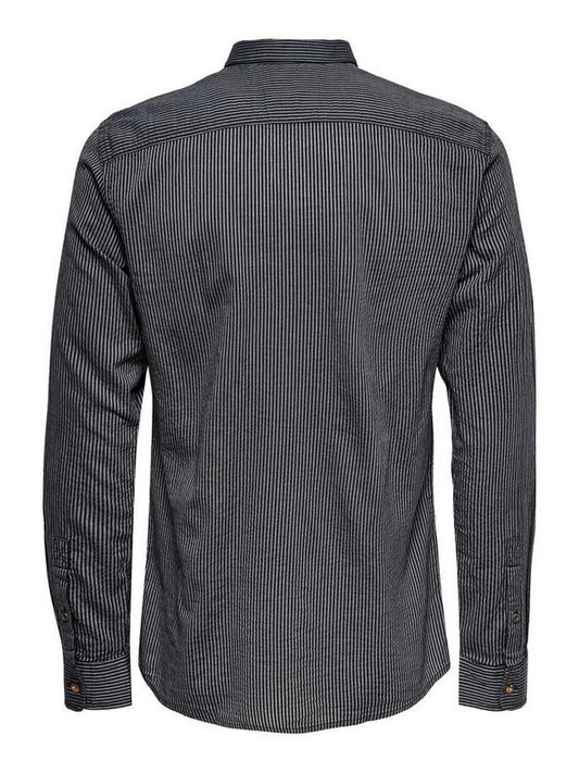 Freizeithemden für Herren Only & Sons – Onssteve Life Ls Seersucker Stripe Shirt – Blau