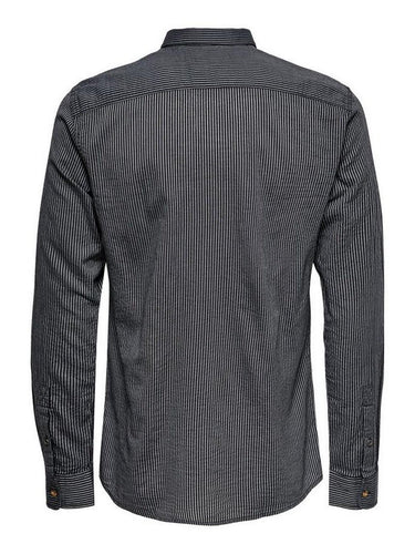 Camisas casual hombre Only & Sons - Onssteve Life Ls Seersucker Stripe Shirt - Azul