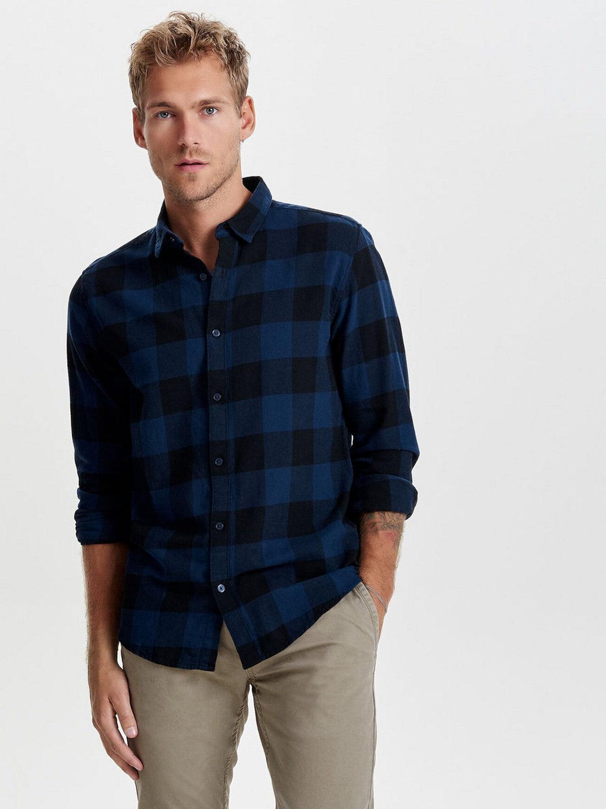 Camicie casual Uomo Only & Sons - Gudmund Life Ls Checked Shirt Noos - Blu