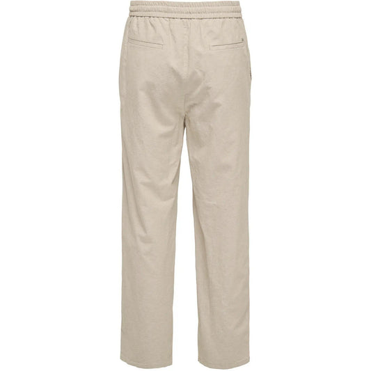 Pantaloni Uomo Only & Sons - Onssinus Loose 0007 Cot Lin Pant Noos - Bianco