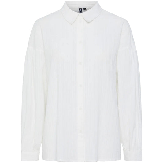 Camicie Donna Pieces - Pcmuna Ls Loose Shirt Mm Wvn - Bianco
