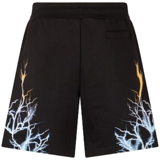 Spodenki męskie Fobia - Czarne Szorty z dwukolorowym nadrukiem błyskawicy - Czarne