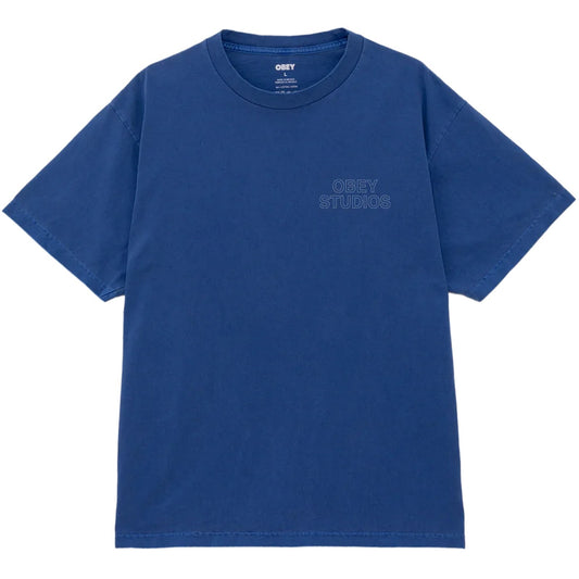 T-shirt Uomo Obey - Obey Studios Outline Tee - Blu