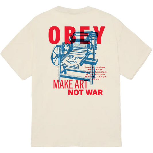 T-shirt męski Obey — koszulka Obey Printing Press Make Art — biała