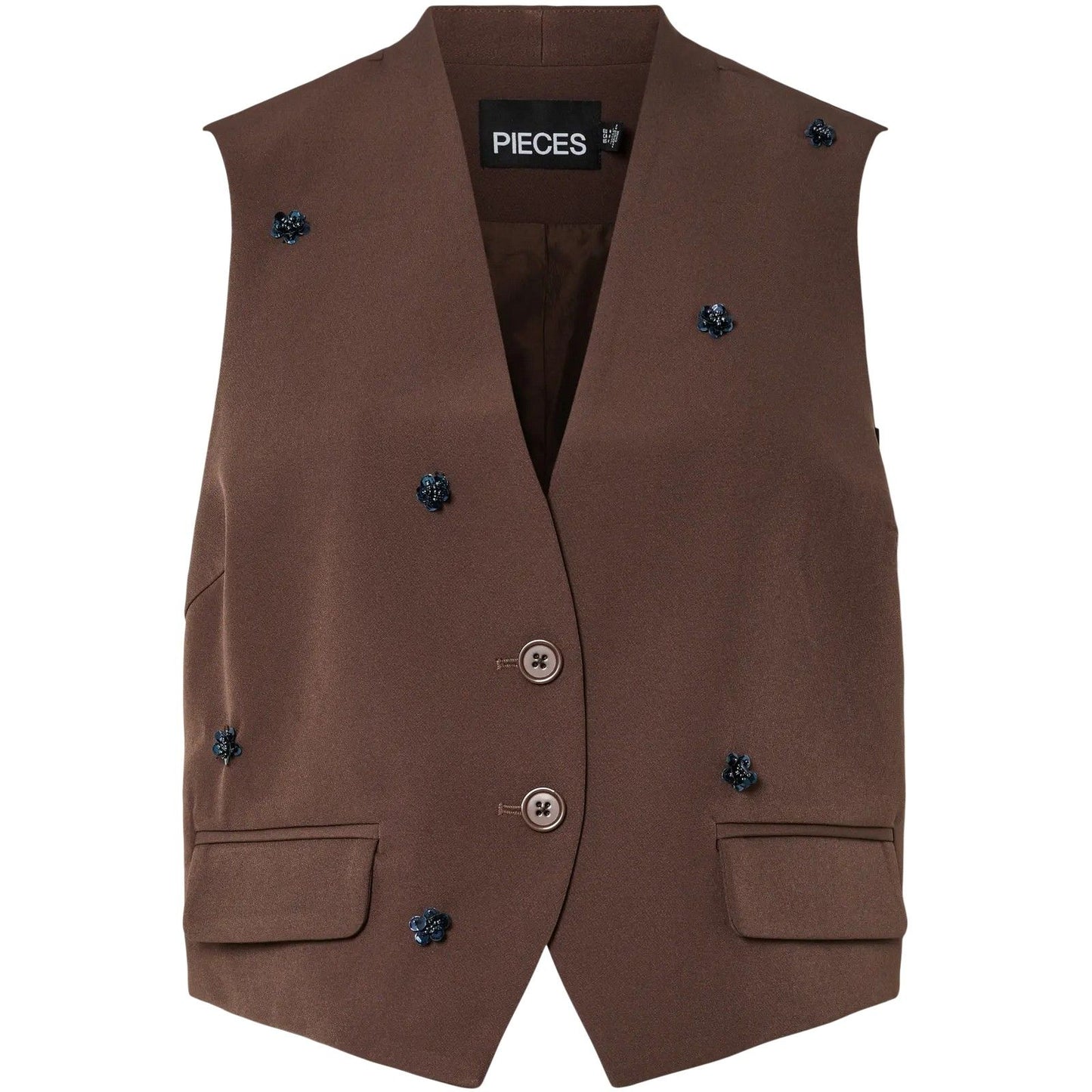 Gilet Donna Pieces - Pcminni Flower Vest - Marrone
