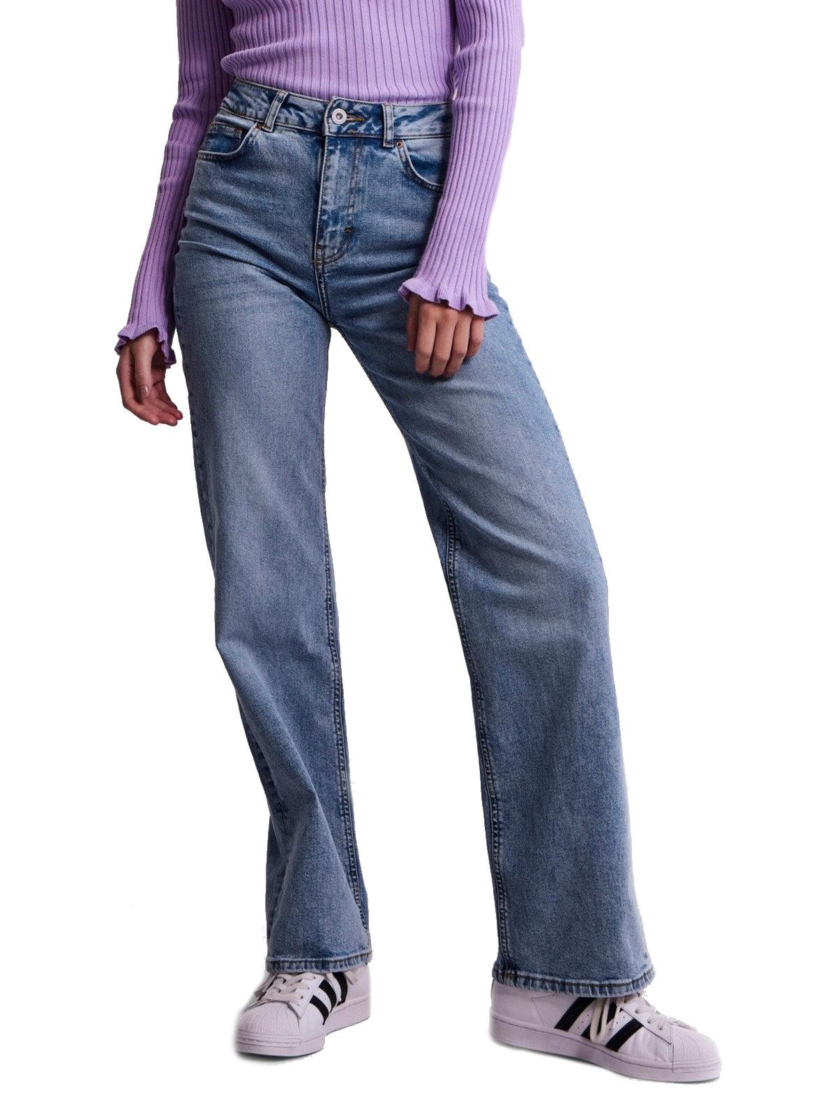 Jeans Donna Pieces - Pcholly Hw Wide Jeans Mb Noos Bc - Blu