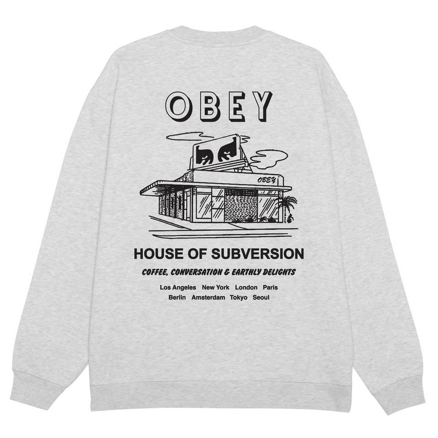 Felpe senza cappuccio Uomo Obey - Obey House Of Subversion Fleece - Grigio