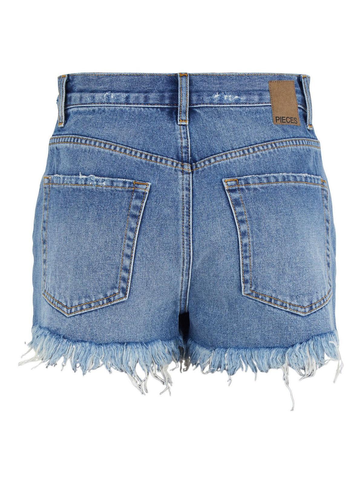 Bermuda Donna Pieces - Pcvacay Ultra Hw Destroy Short Bc - Blu