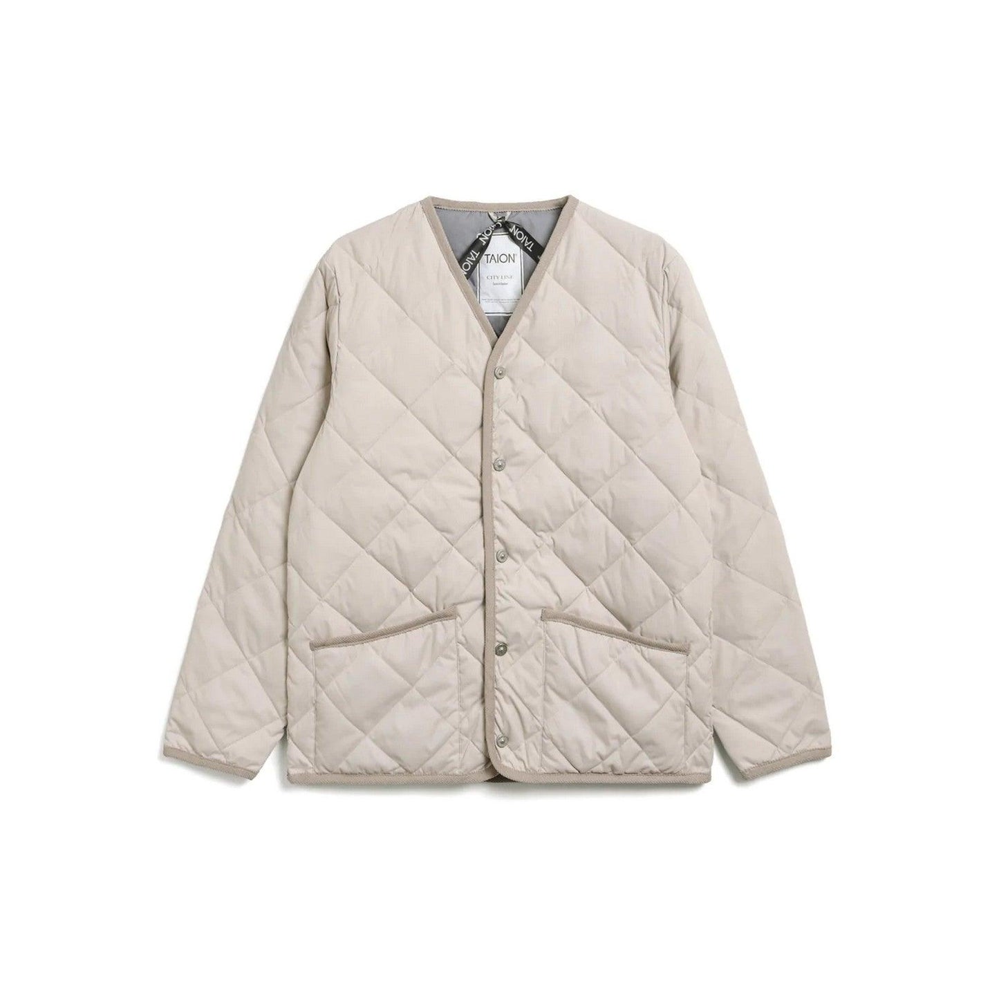 Cardigan Donna Taion - Piping V-Neck Cardigan - Panna