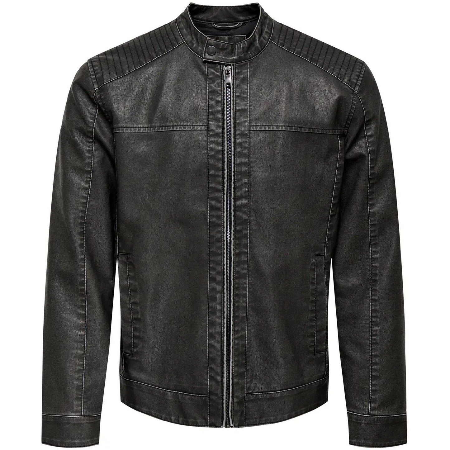 Giubbini Uomo Only & Sons - Onsmike Pu Racer Jacket Otw Vd - Nero