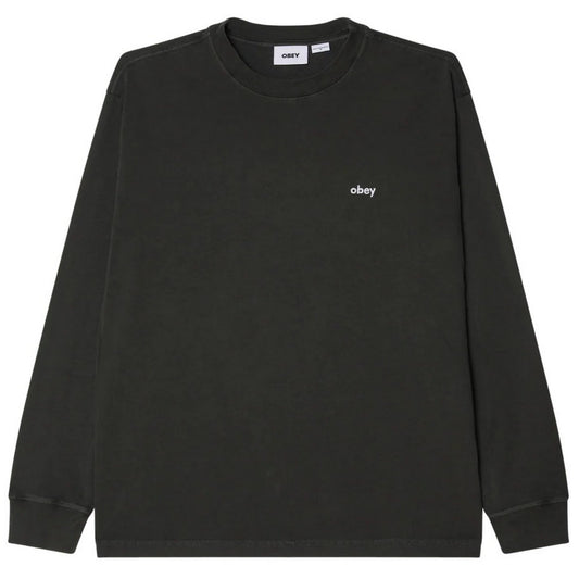Obey Men's Long Sleeve Shirts - Lowercase Pigment Tee Ls - Black