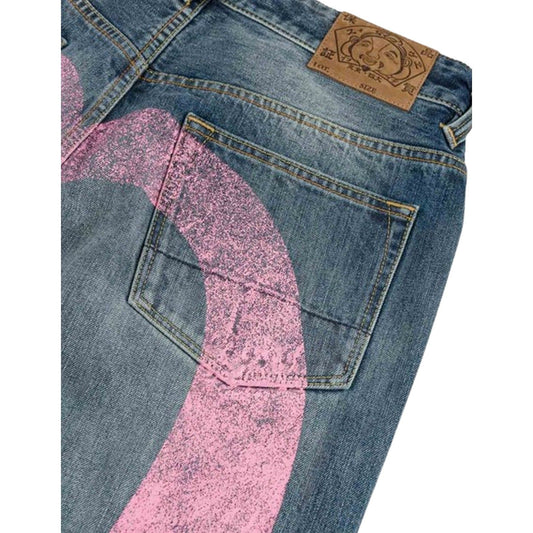 Jeans Uomo Evisu - Ej, Pink Daikoku Ripped Jeans - Blu