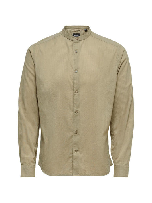Freizeithemden für Herren Only & Sons – Onsduke Ls Seersucker Solid Mao Shirt – Beige