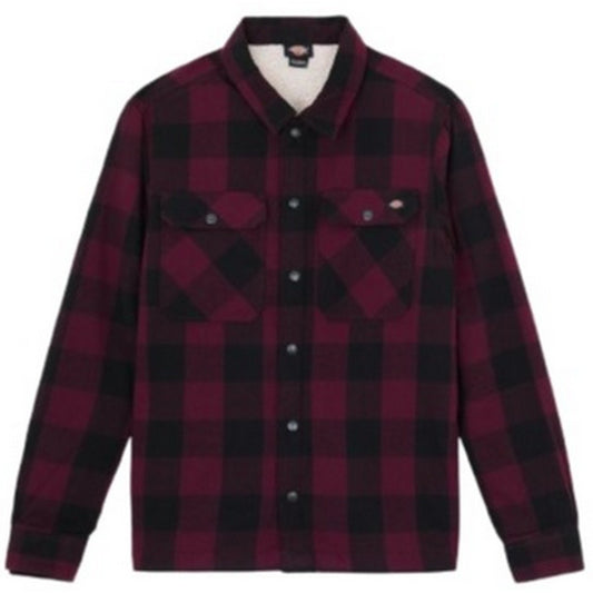 Męskie koszule codzienne Dickies – Sacramento z podszewką Sherpa – Bordeaux