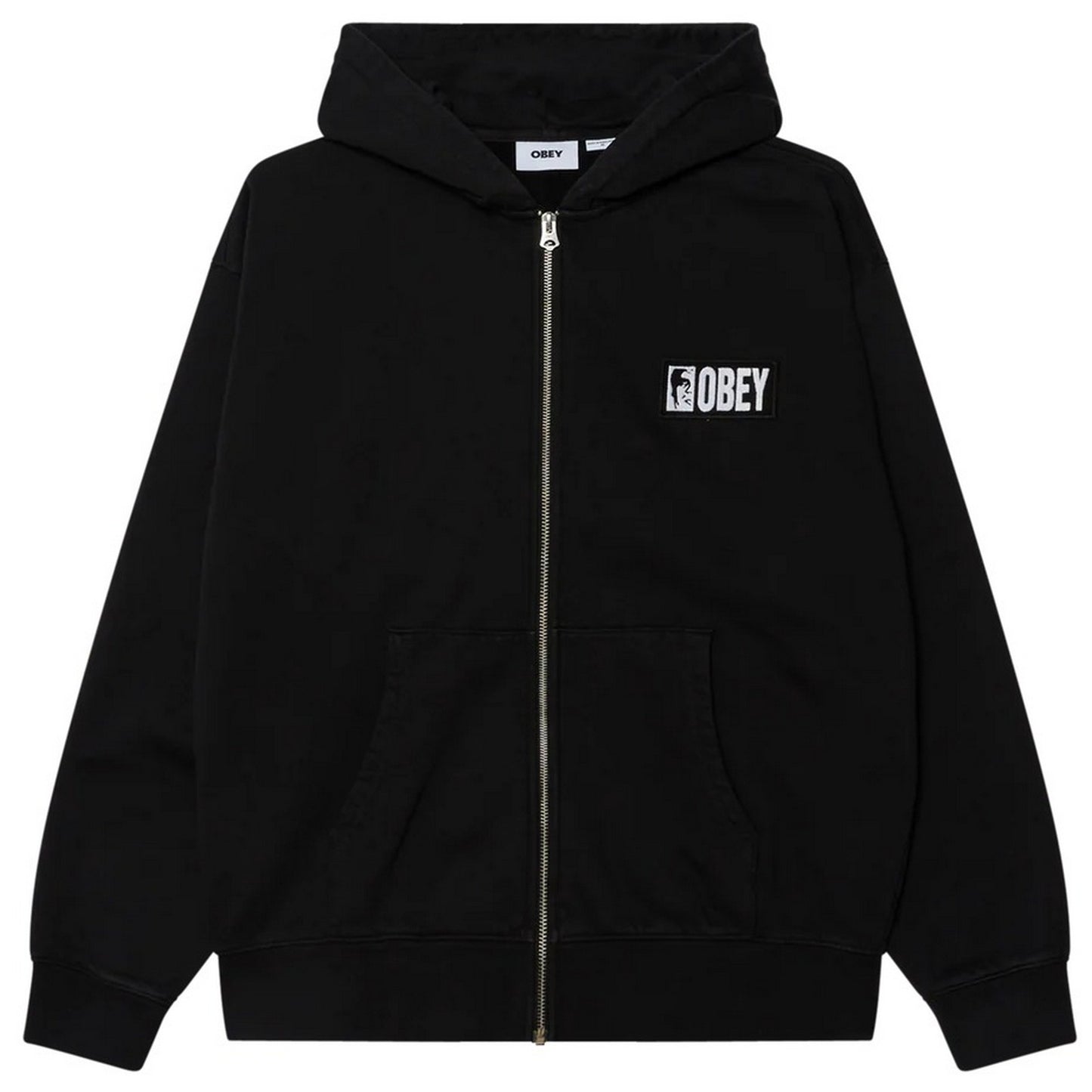 Felpe con cappuccio Uomo Obey - Margin Faded Zip Hood Fleece - Nero