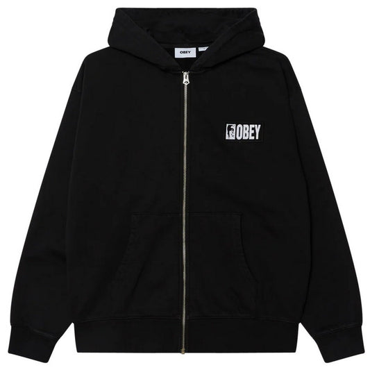 Obey Sweats à capuche pour hommes - Polaire à capuche zippée Margin Faded - Noir