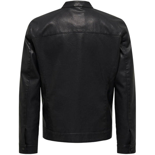Only & Sons Vestes pour hommes - Onsmike Pu Racer Jacket Otw Vd - Noir