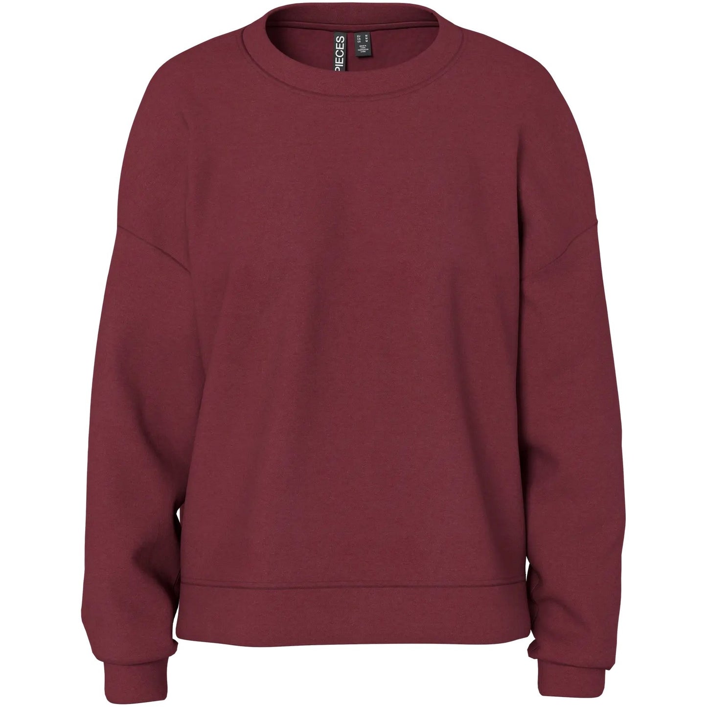 Felpe senza cappuccio Donna Pieces - Pcchilli Ls Loose Sweat Noos Bc - Bordeaux