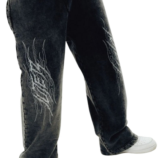 Pantaloni Uomo Iuter - Tribal Marble Wide Leg Sweatpants - Nero