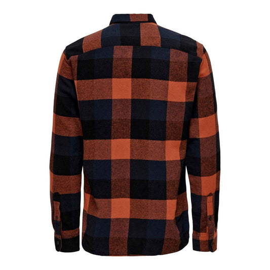 Męskie koszule codzienne Only & Sons - Onsgudmund Life Ls 3T Check Shirt - Pomarańczowy